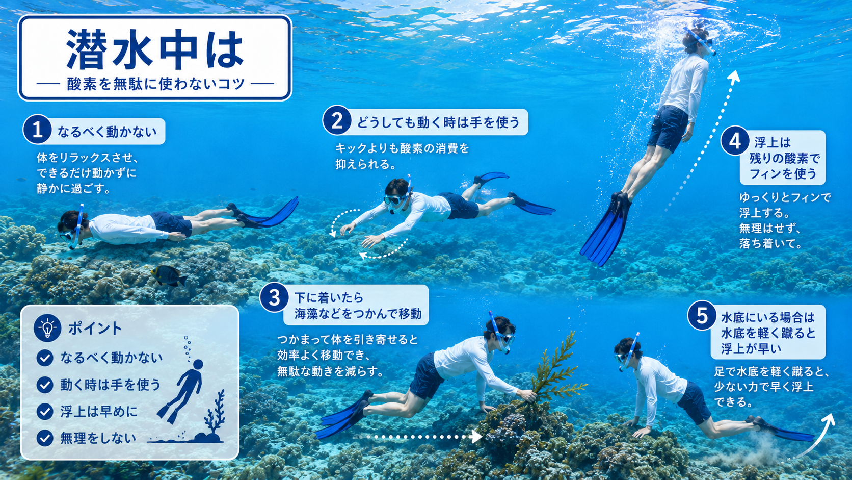 潜水中の動き方と浮上方法