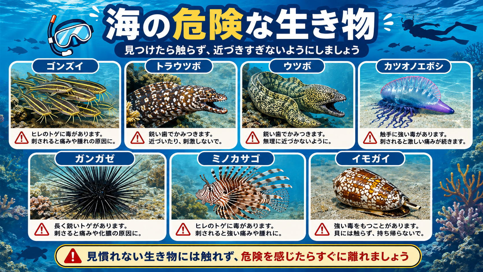 海で注意したい危険な生き物